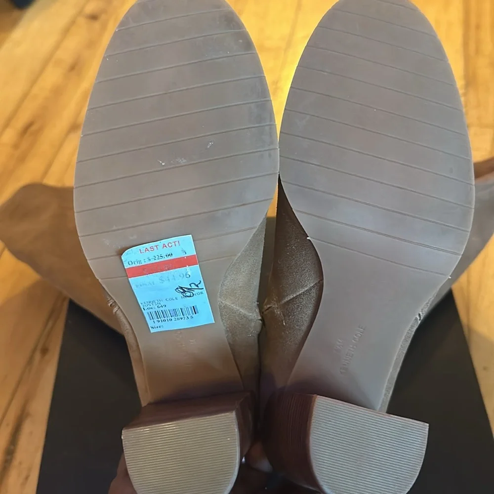 New Kenneth Cole New York Suede Tan Tall Boots 8 1/2 - Picture 8 of 9